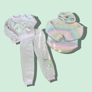 Little Girl Wonder Nation And SO Fleece Unicorn Rainbow Pull Over Sweatpants 6
